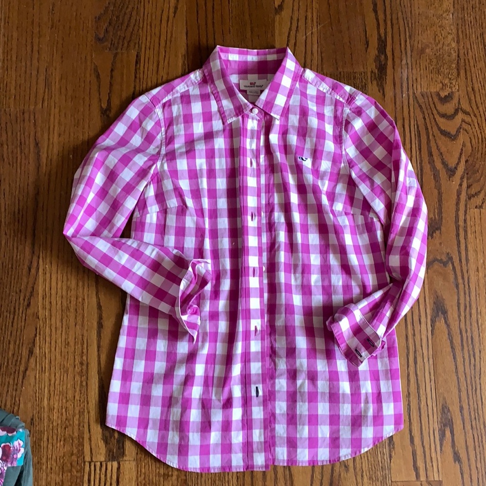 Vineyard vines pink check shirt for women